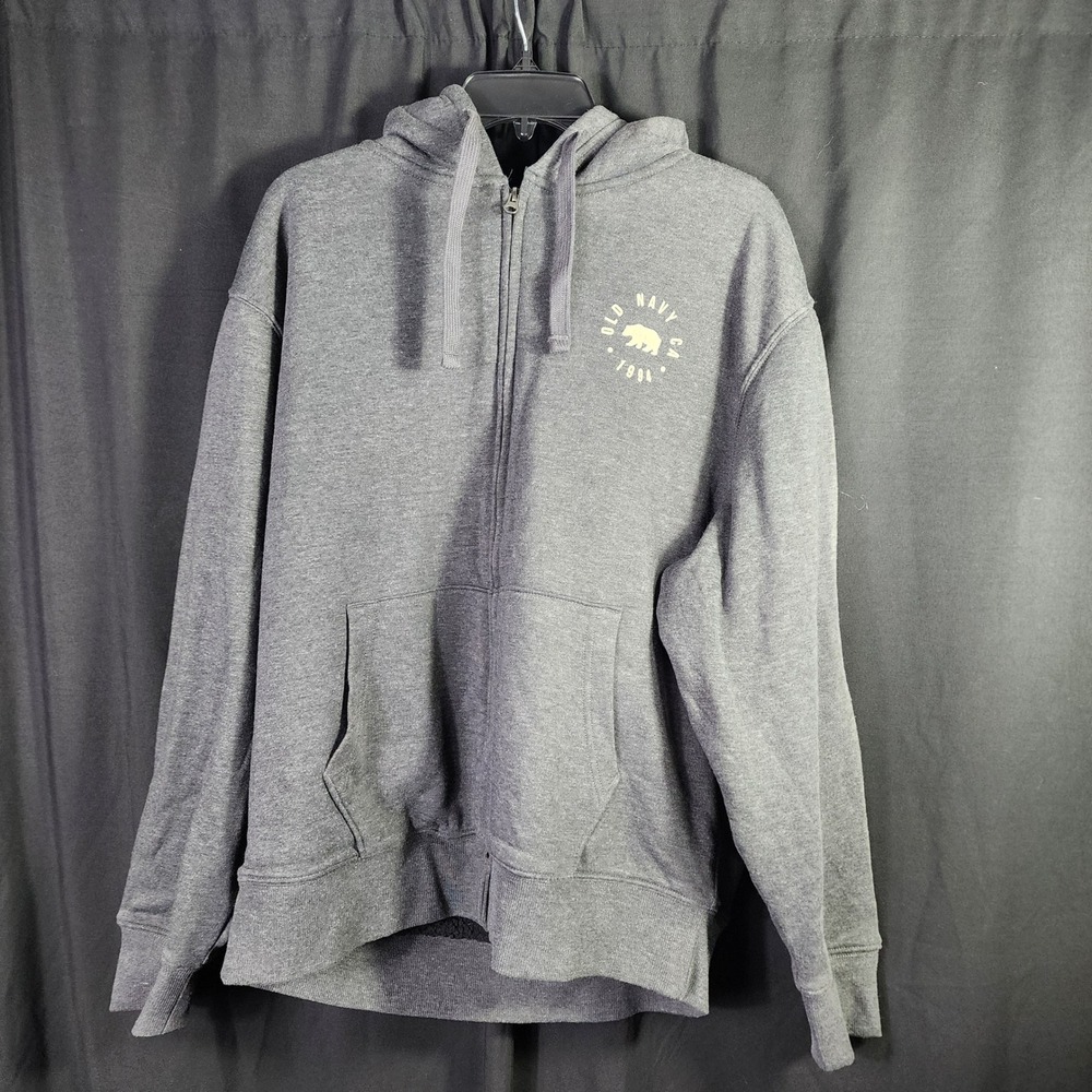 Old Navy Mens Sherpa Lined Full Zip Hoodie Gray California Bear 486410-03-1 L